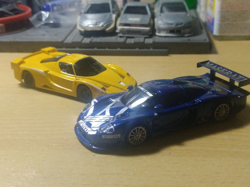 Kyosho FXX Evo and Maserati MC12-GT1, recently acquired with my TLVN Civic